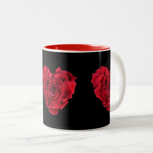 Rosen-Herz Zweifarbige Tasse (VorderseiteRechts)