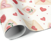 Rosen, Herzen und Liebesbriefe Geschenkpapierrolle Geschenkpapier (Rolleneckpunkt)