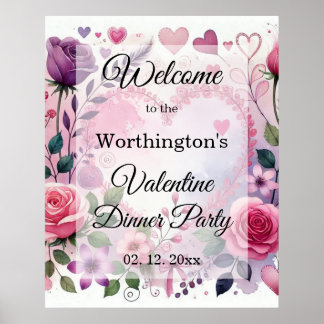Rosen Herzen Valentinstag floral pastell Aquarell Poster