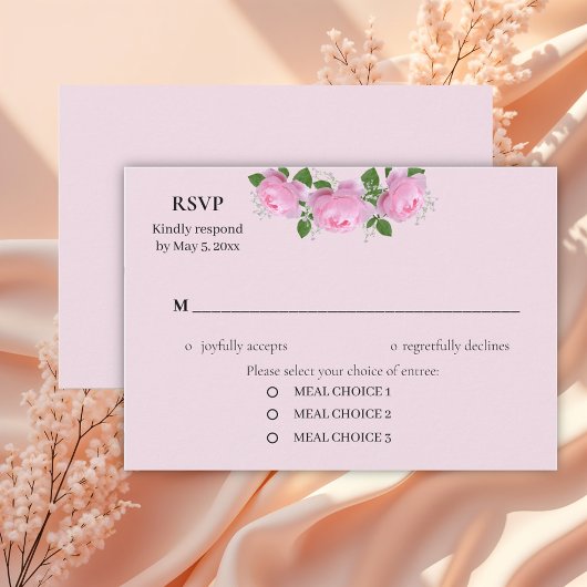 Rosen, Hochzeiten, Rosen, rosa, braun RSVP Karte