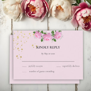 Rosen, Hochzeiten, Rosen, rosa, braun RSVP Karte
