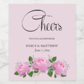 Rosen, Hochzeiten, Rosen, rosa, braun Weinetikett (Einzelnes Label)