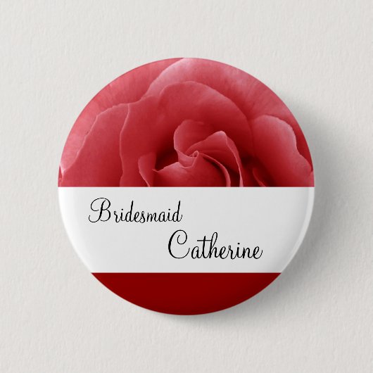 Rosen-Hochzeits-Name-Brautjungfern-Knopf Button (Vorderseite)