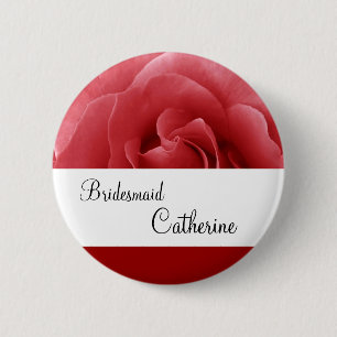 Rosen-Hochzeits-Name-Brautjungfern-Knopf Button