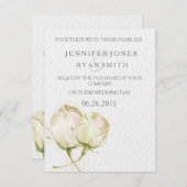 Rosen-Hochzeitseinladung des Watercolor weiße Einladung (Vorne/Hinten)