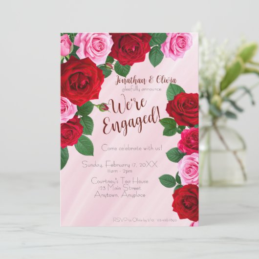 Rosen-Hochzeitseinladung Save The Date (Stehend Vorderseite)
