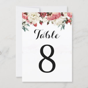 Rosen-Hochzeitseinladung Tischnummer