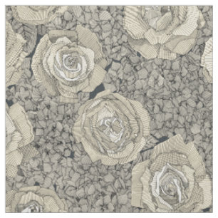 Rosen-Hortensien-Blumen-Creme schwarz Gunmetal Stoff