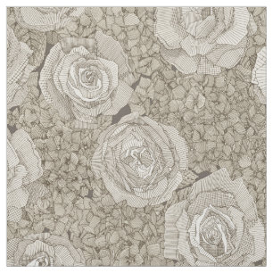 Rosen Hortensien Blumen Silber Tee Leder Stoff