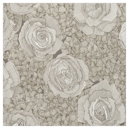 Rosen Hortensien Blumen Silber Tee Leder Stoff (Muster)