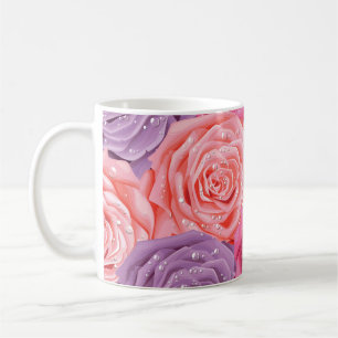 Rosen im Überfluss: Schönes nahtloses Muster. Kaffeetasse