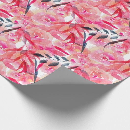 Rosen in Aquarellfarbe Geschenkpapier (Ecke)