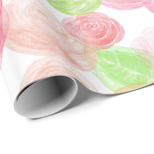 Rosen in Aquarellfarbe Geschenkpapier (Rolleneckpunkt)