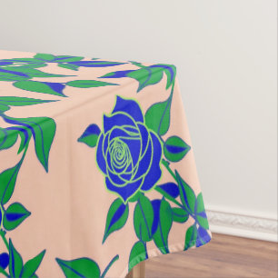 Rosen in auffälligem Elektrischblau mit grünen Blä Tischdecke