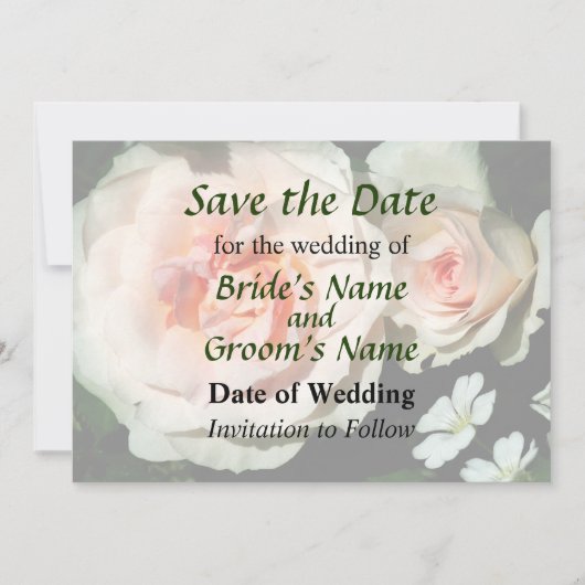 Rosen in blass rosa im Garten Save The Date (Vorderseite)