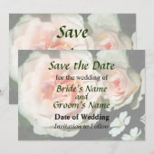 Rosen in blass rosa im Garten Save The Date (Vorne/Hinten)