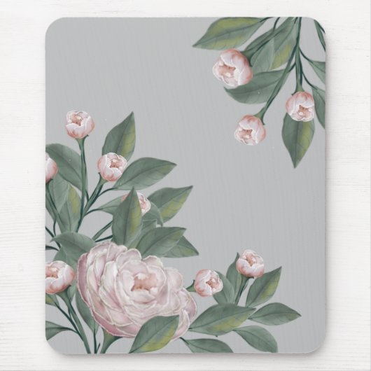 Rosen in blassrosa mit bearbeitbarem Hintergrund Mousepad (Vorne)