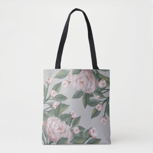 Rosen in blassrosa mit bearbeitbarem Hintergrund Tasche (Vorderseite)