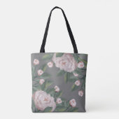 Rosen in blassrosa mit bearbeitbarem Hintergrund Tasche (Rückseite)
