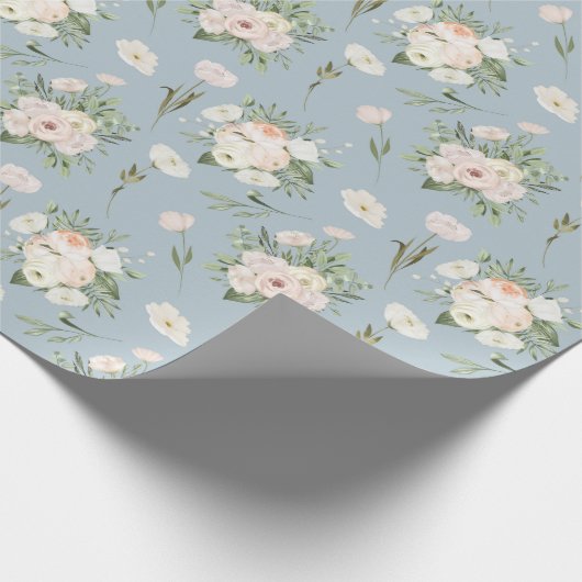 Rosen in blauer Farbe Geschenkpapier (Ecke)