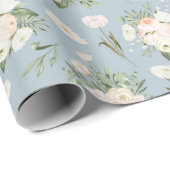 Rosen in blauer Farbe Geschenkpapier (Rolleneckpunkt)