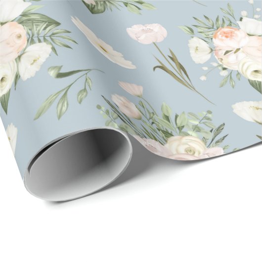 Rosen in blauer Farbe Geschenkpapier (Rolleneckpunkt)