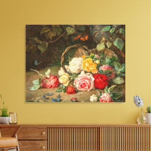 Rosen in einem Korb – Josef Neugebauer Leinwanddruck