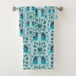 Rosen in einem rauen Fleck Aqua Badhandtuch Set