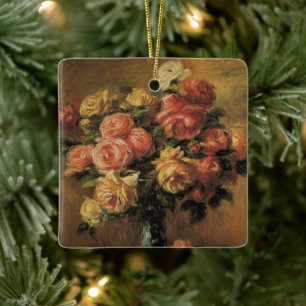 Rosen in einer Vase von Pierre Renoir Keramikornament