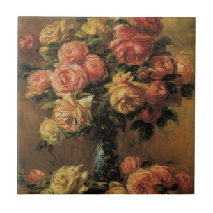 Rosen in einer Vase von Pierre Renoir, Vintage Fin Fliese