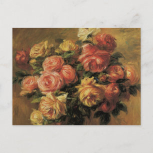 Rosen in einer Vase von Pierre Renoir, Vintage Fin Postkarte