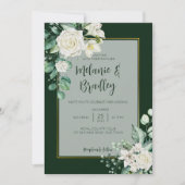 Rosen in Grün und Weiß Einladung (Vorderseite)