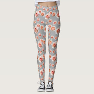 Rosen in Pfirsich- und Korallenschattierungen  Leggings