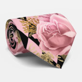 Rosen in Rosa auf Harlequin Krawatte (Gerollt)