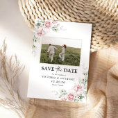 Rosen in Rosa Save the Date mit Fotokarte