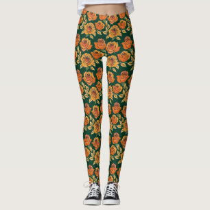 Rosen in verschiedenen Orangetönen und Gelb Leggings