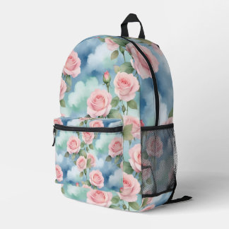 Rosen in Wasserfarben in hellrosa und grünen Tönen Bedruckter Rucksack