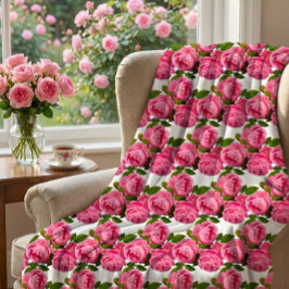 Rosen in Weiß Fleecedecke