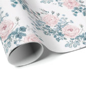 Rosen in Weiß Geschenkpapier (Rolleneckpunkt)