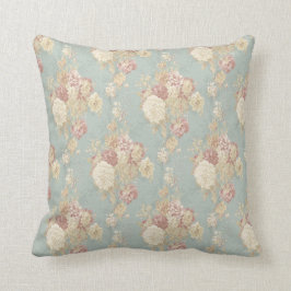 Rosen in Weiß und Rosa auf blauem Shabby Chic Kissen