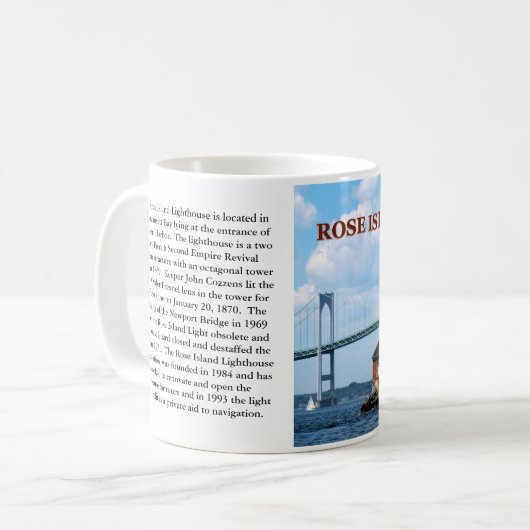 Rosen-Insel-Leuchtturm, Rhode Island Tasse (Vorderseite Links)