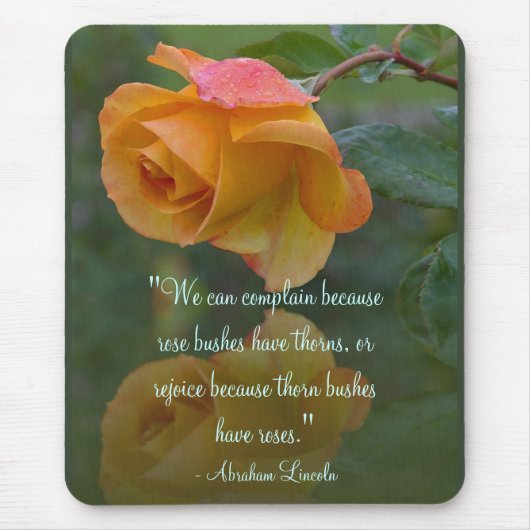 Rosen-Inspirational Lincoln-Zitat Mousepad (Vorne)