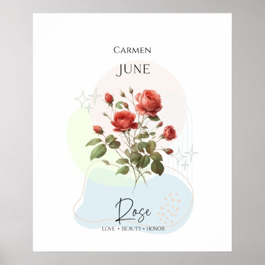 Rosen Juni Geburtsblume Poster (Vorne)