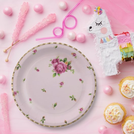 Rosen-Knospen-China-Prinzessin Party Paper Plates Pappteller (Party)