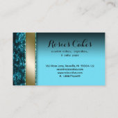 Rosen-Kuchen-Bäckerei-elegantes Blau zerquetschter Visitenkarte (Rückseite)
