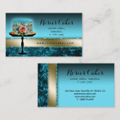 Rosen-Kuchen-Bäckerei-elegantes Blau zerquetschter Visitenkarte (Vorne/Hinten)