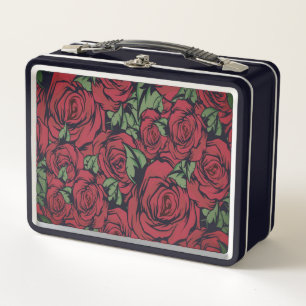 Rosen Land rot grün vintage floral Metall Brotdose