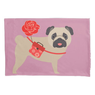 Rosen-Liebe-Mops Kissenbezug