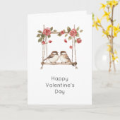 Rosen lieben Vögel auf der Schaukel Valentinstag Karte (Gelbe Blume)