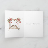 Rosen lieben Vögel auf der Schaukel zum Valentinst Karte (Innenseite)